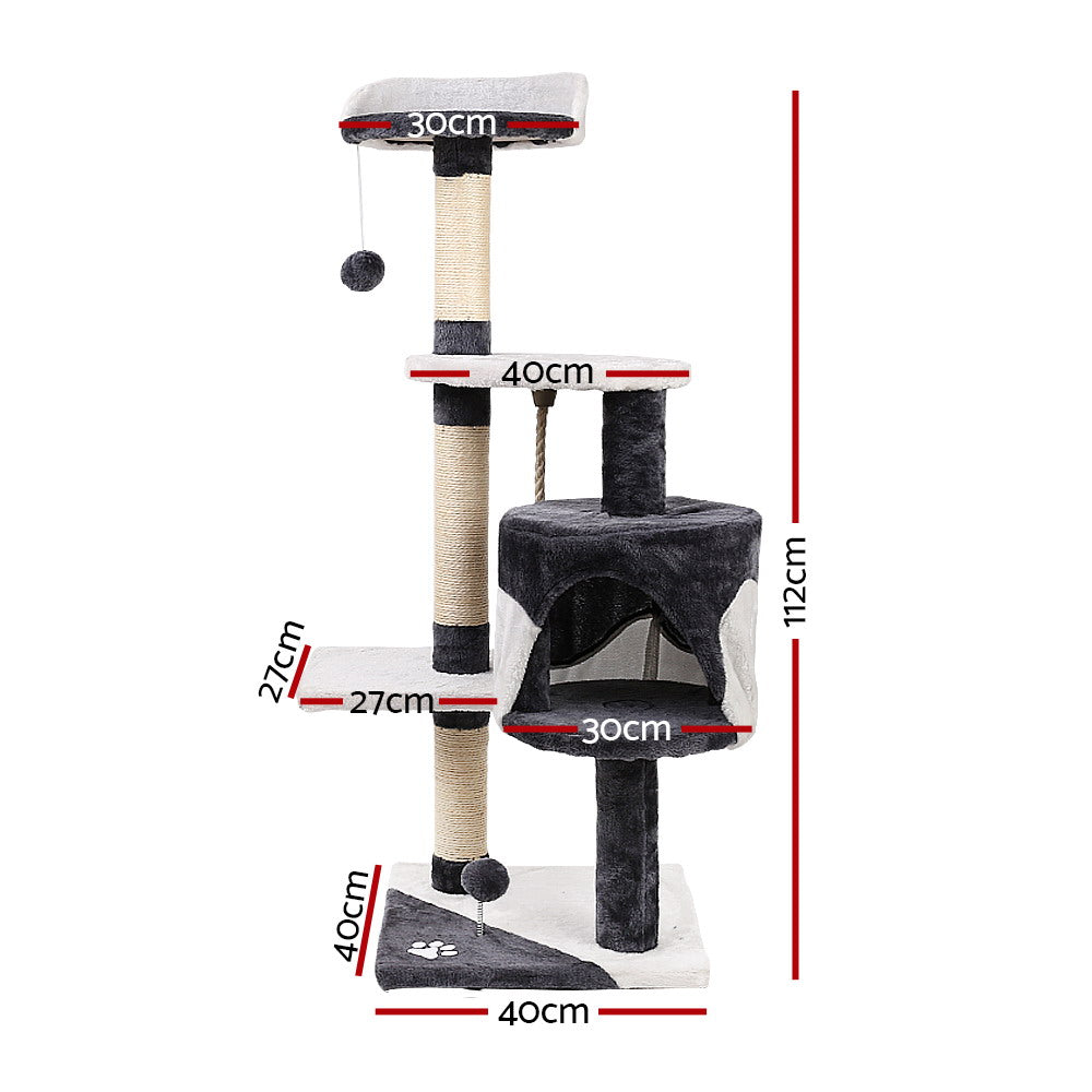112cm Multi-Level Cat Tree Tower with Scratching Posts for Cats