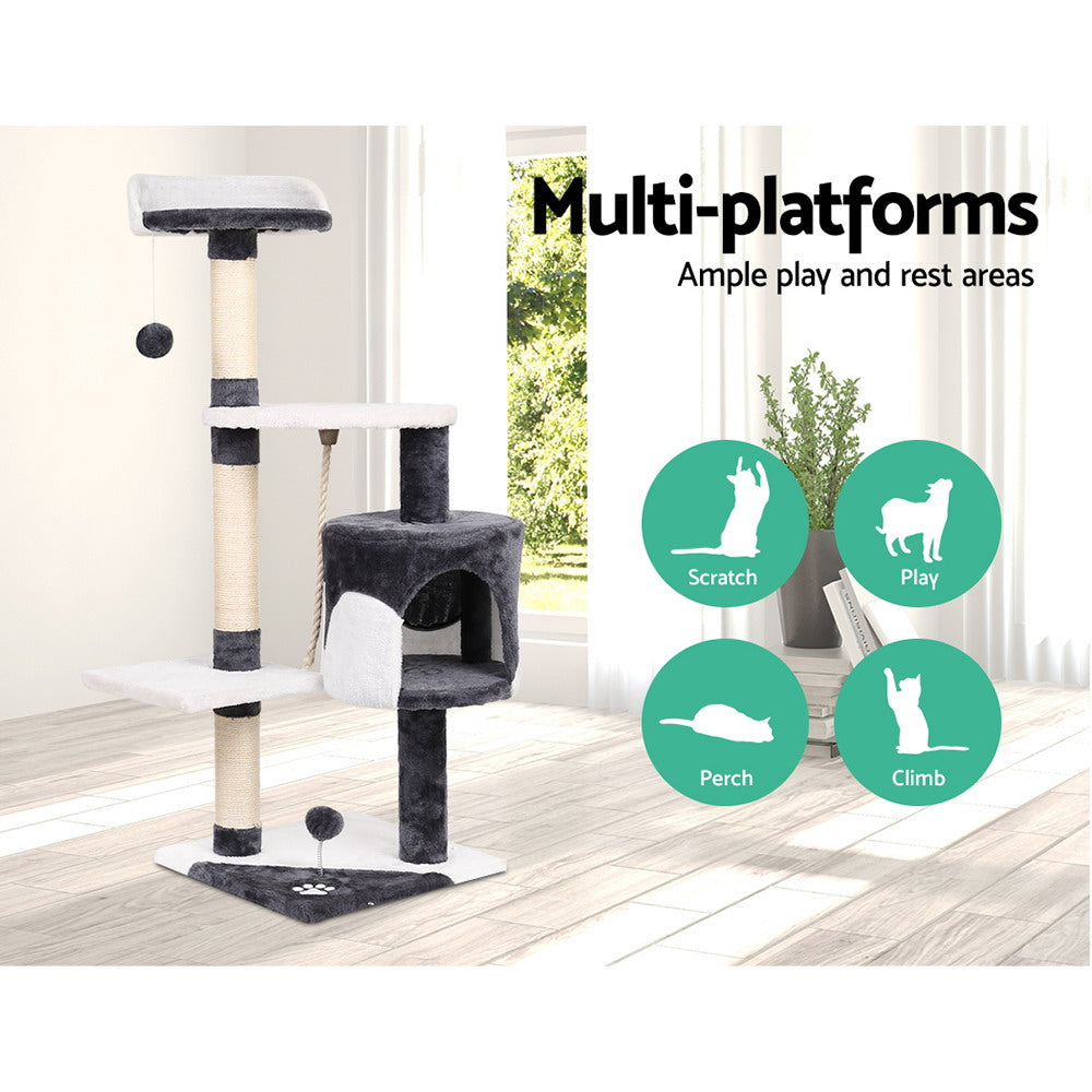 112cm Multi-Level Cat Tree Tower with Scratching Posts for Cats