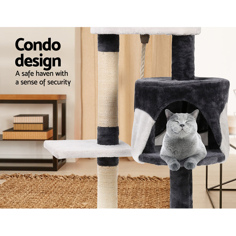 112cm Multi-Level Cat Tree Tower with Scratching Posts for Cats