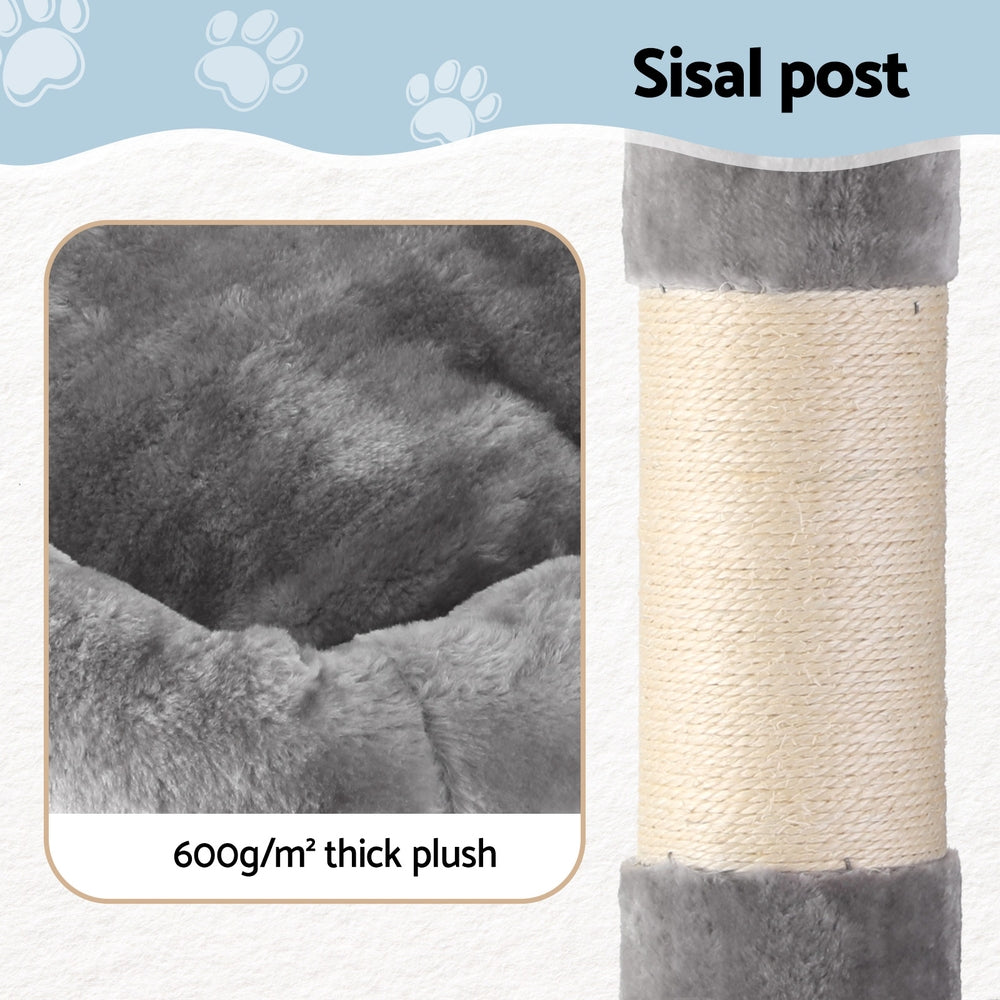 Cat Tree 145cm Tower Scratching Post Trees Scratcher Condo House Light Grey | Grey colour