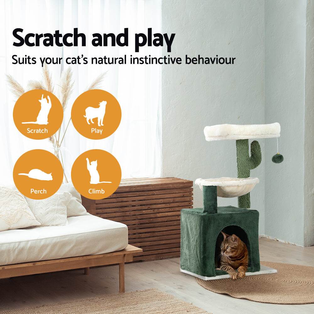 Cat Tree Tower with Scratching Posts 78cm Stylish Green Pet Furniture