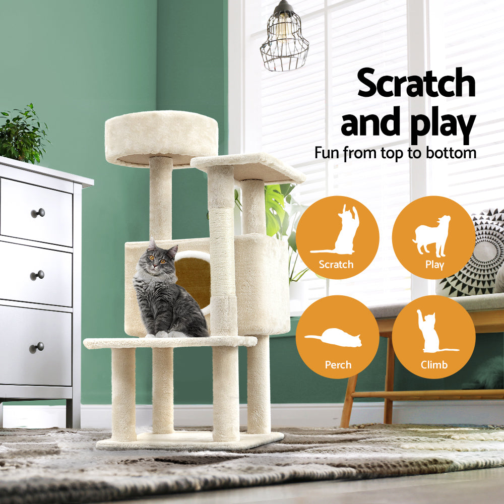 Cat Tree Tower Scratching Post Scratcher Wood Condo House Bed Trees 90Cm