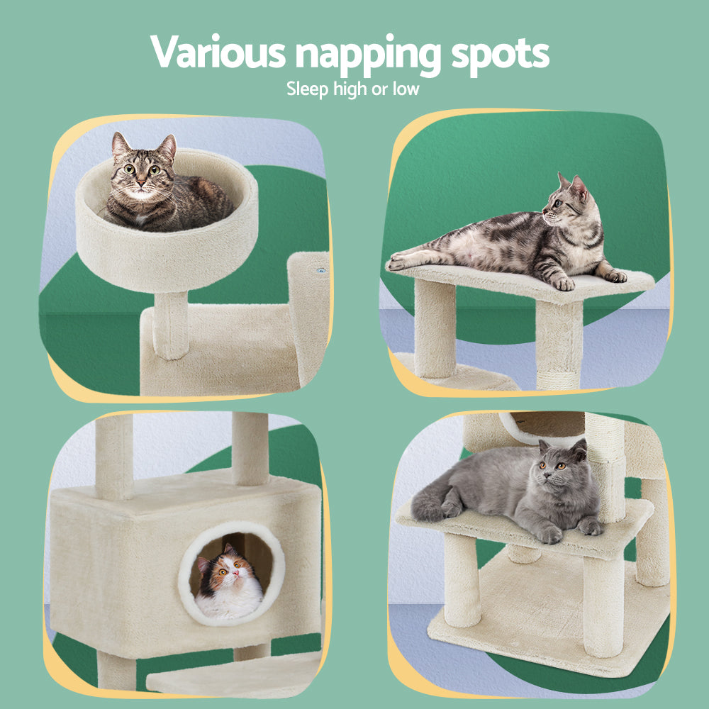 Cat Tree Tower Scratching Post Scratcher Wood Condo House Bed Trees 90Cm