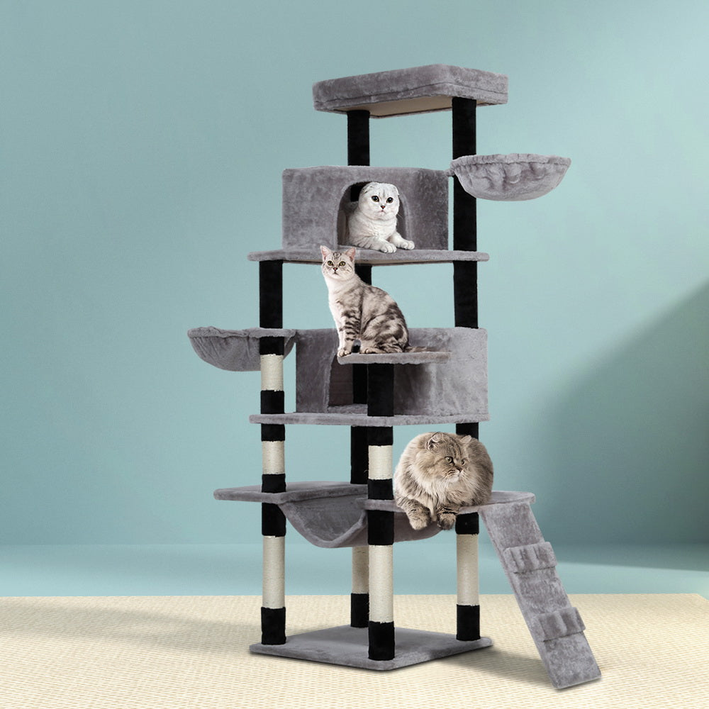 Elegant Cat Tree Tower with Scratching Posts - 161cm