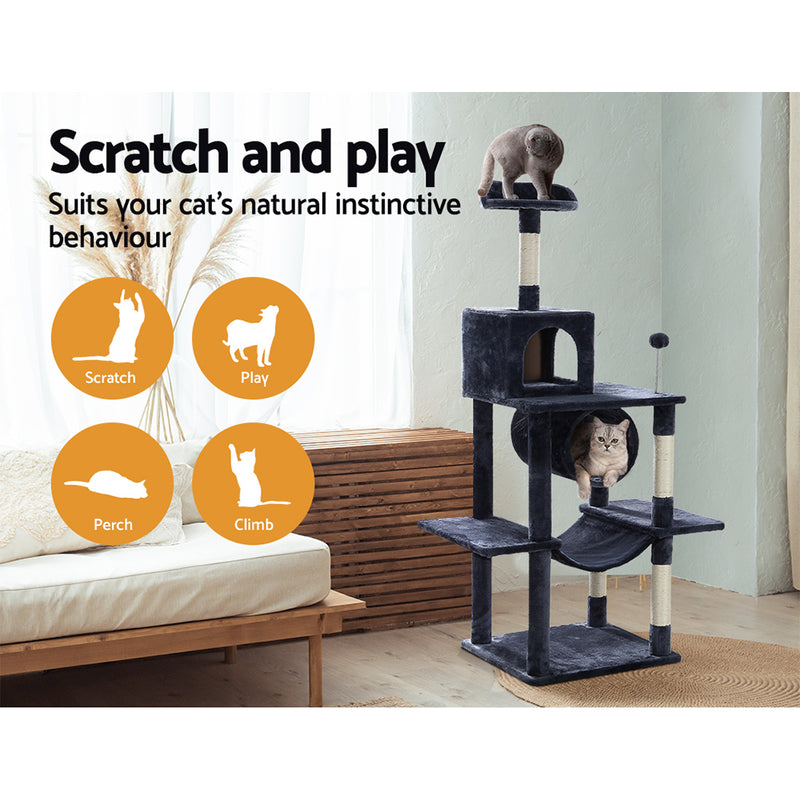 Cat Tree 151cm Tower Scratching Post Scratcher Wood Condo House Bed Trees - Cat Scratching Posts