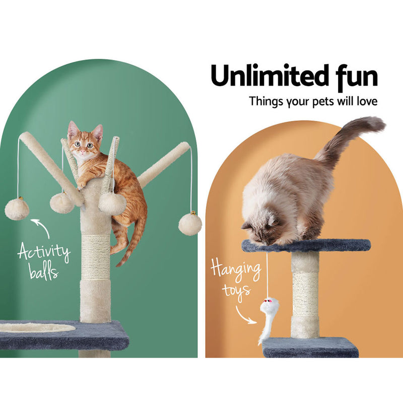 Cat Tree 110cm Tower Scratching Post Scratcher Wood Condo House Bed Toys - Cat Scratching Posts