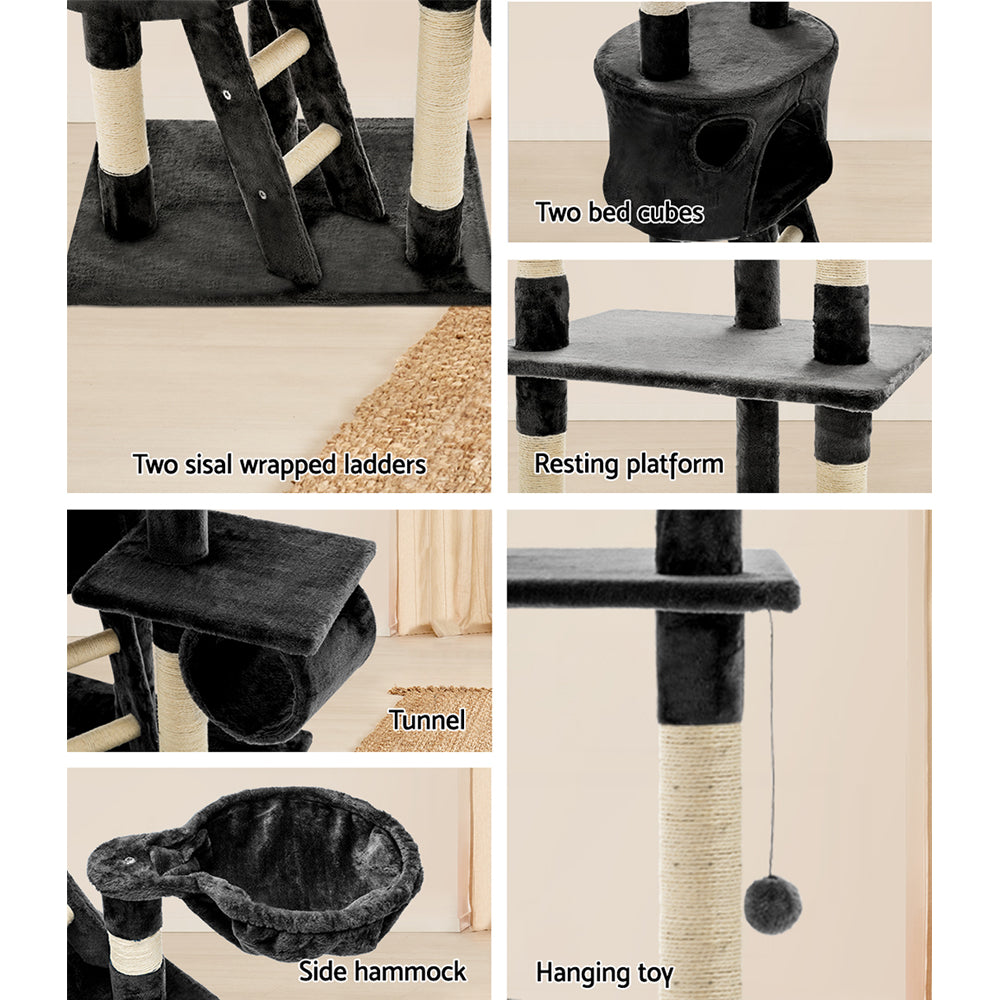 260cm Cat Tree Grey Extra Tall Scratching Post Cat Activity Tower Condo