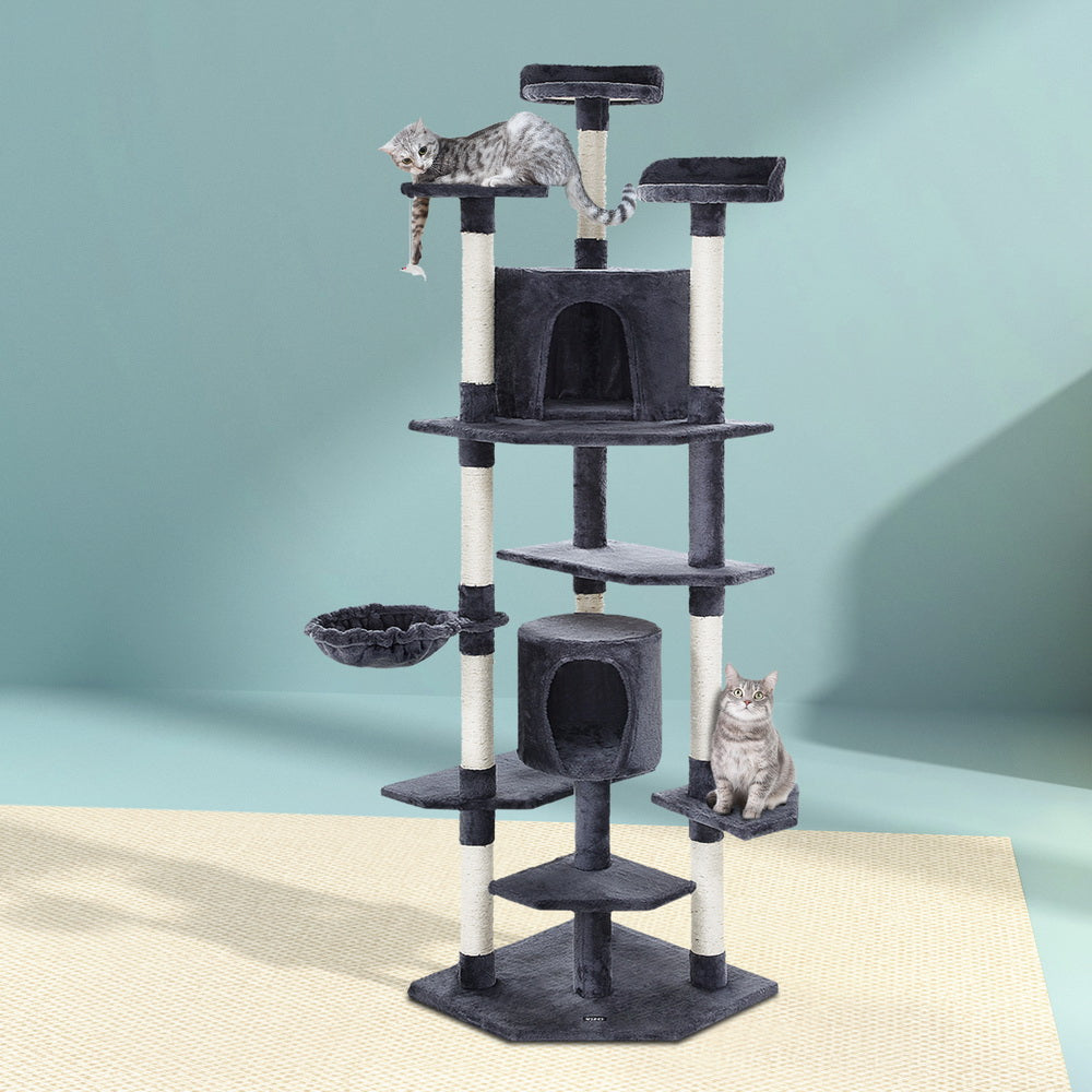 Extra-Large 203cm Cat Tree with Scratching Post - Grey