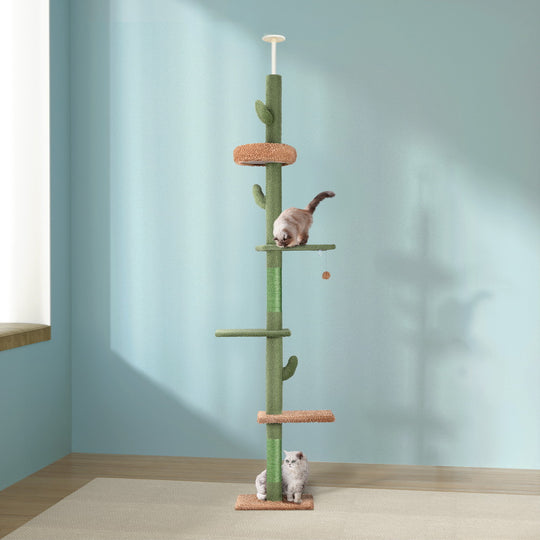 290Cm - Cat Tree Tower Scratching Post Scratcher Floor To Ceiling Cats Bed 290Cm