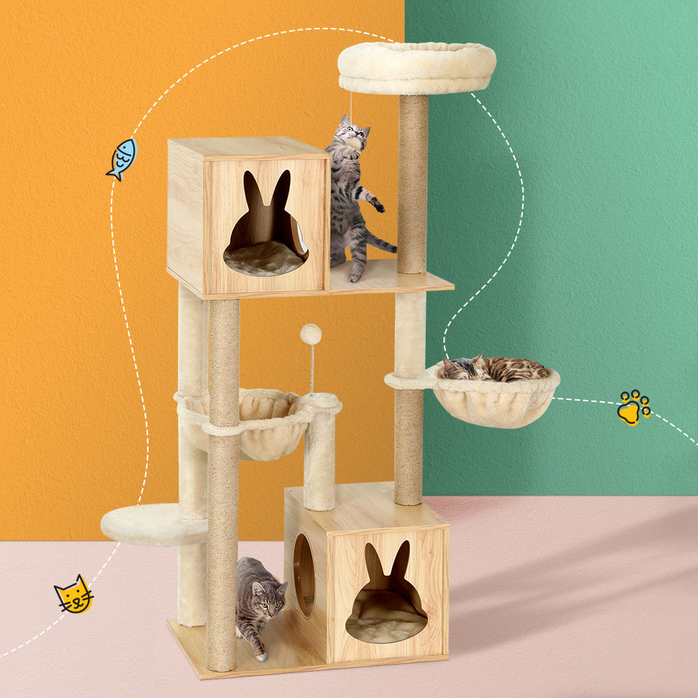 141Cm - Cat Tree 141cm Tower Scratching Post Scratcher Wood