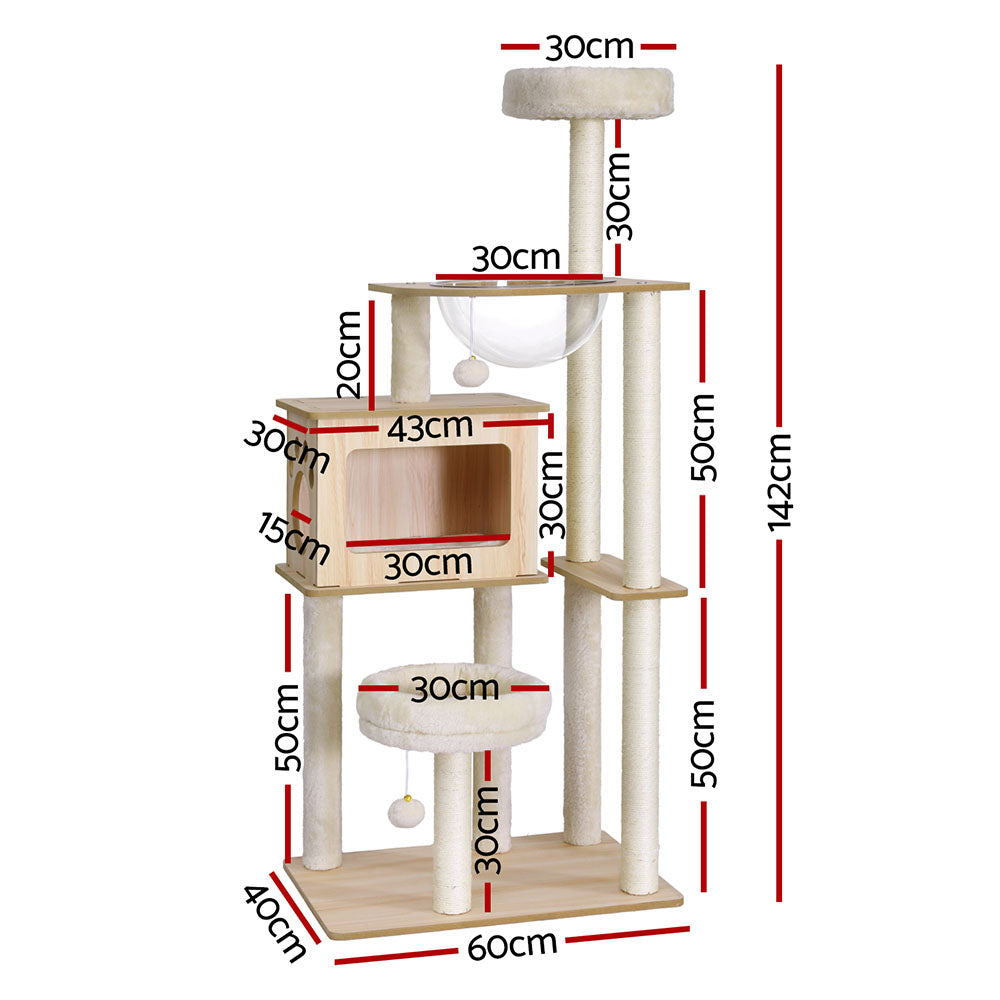 Cat Tree Tower 142cm Scratcher Condo House