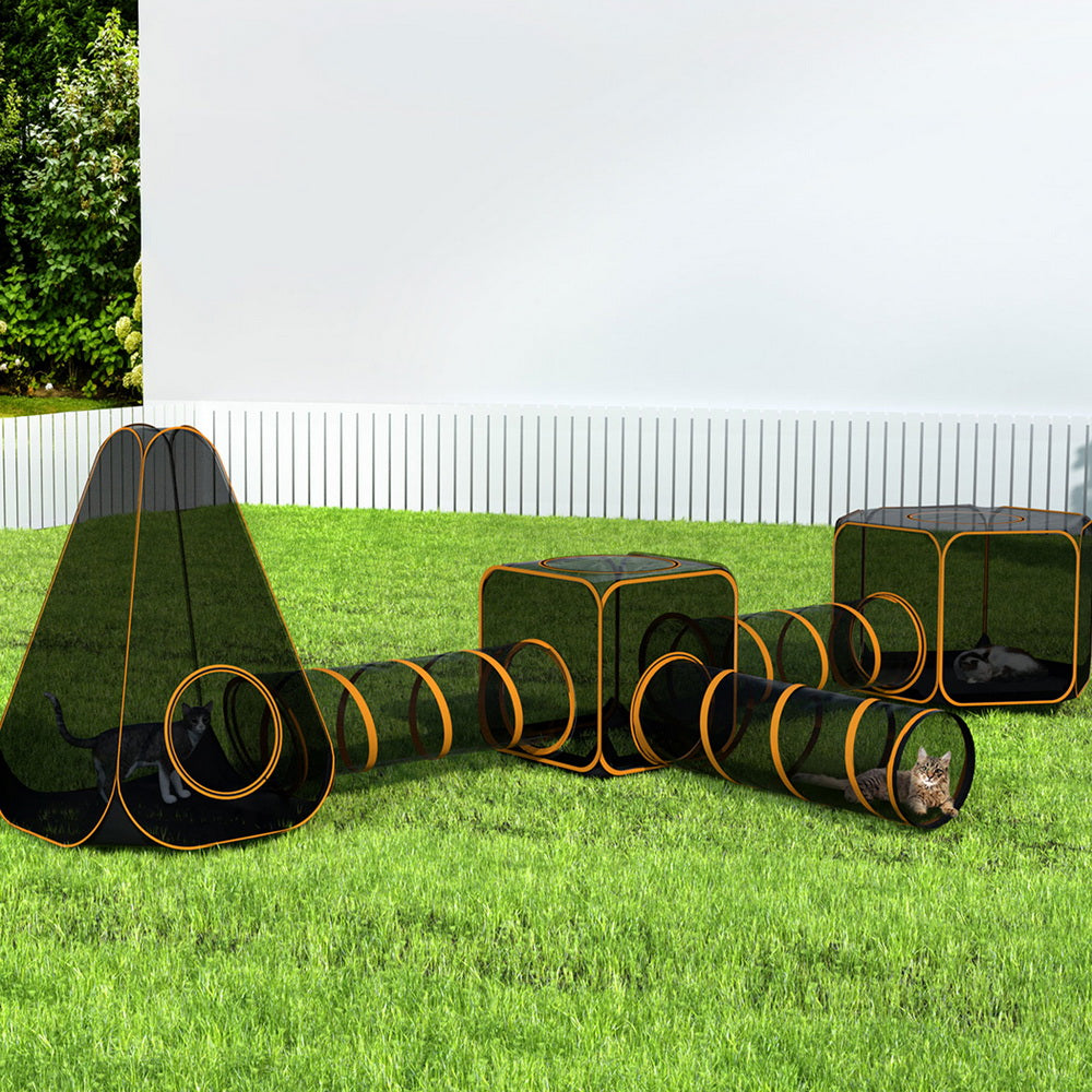 Pet Playpen Cat House 6 IN 1 Tent Tunnel Dog Cage Puppy Rabbit Play Portable, Dog Playpens & Gates
