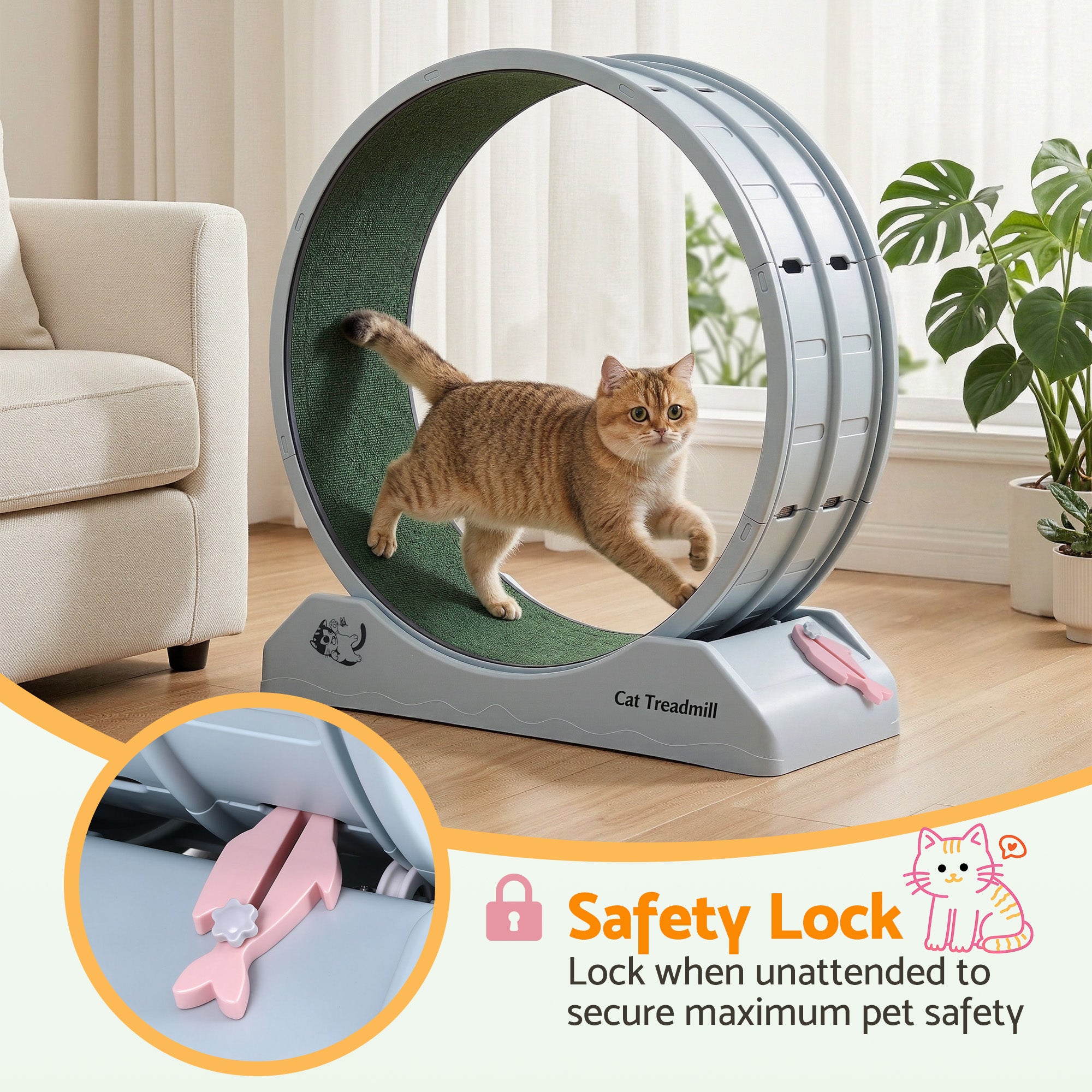Cat Exercise Wheel Treadmill 80cm Indoor Silent Running Blue Green