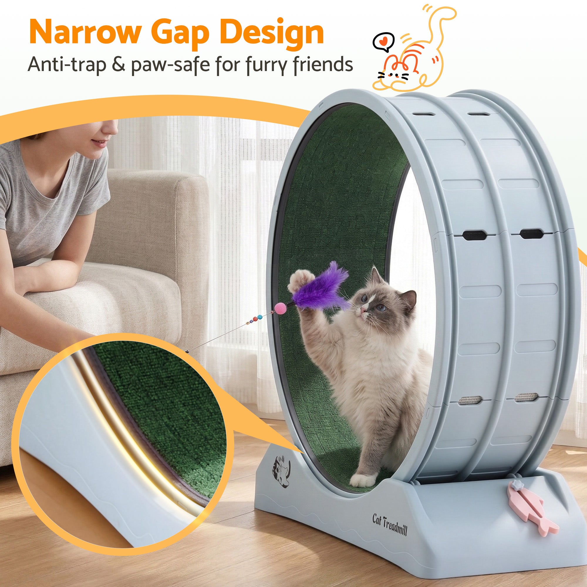Cat Exercise Wheel Treadmill 80cm Indoor Silent Running Blue Green