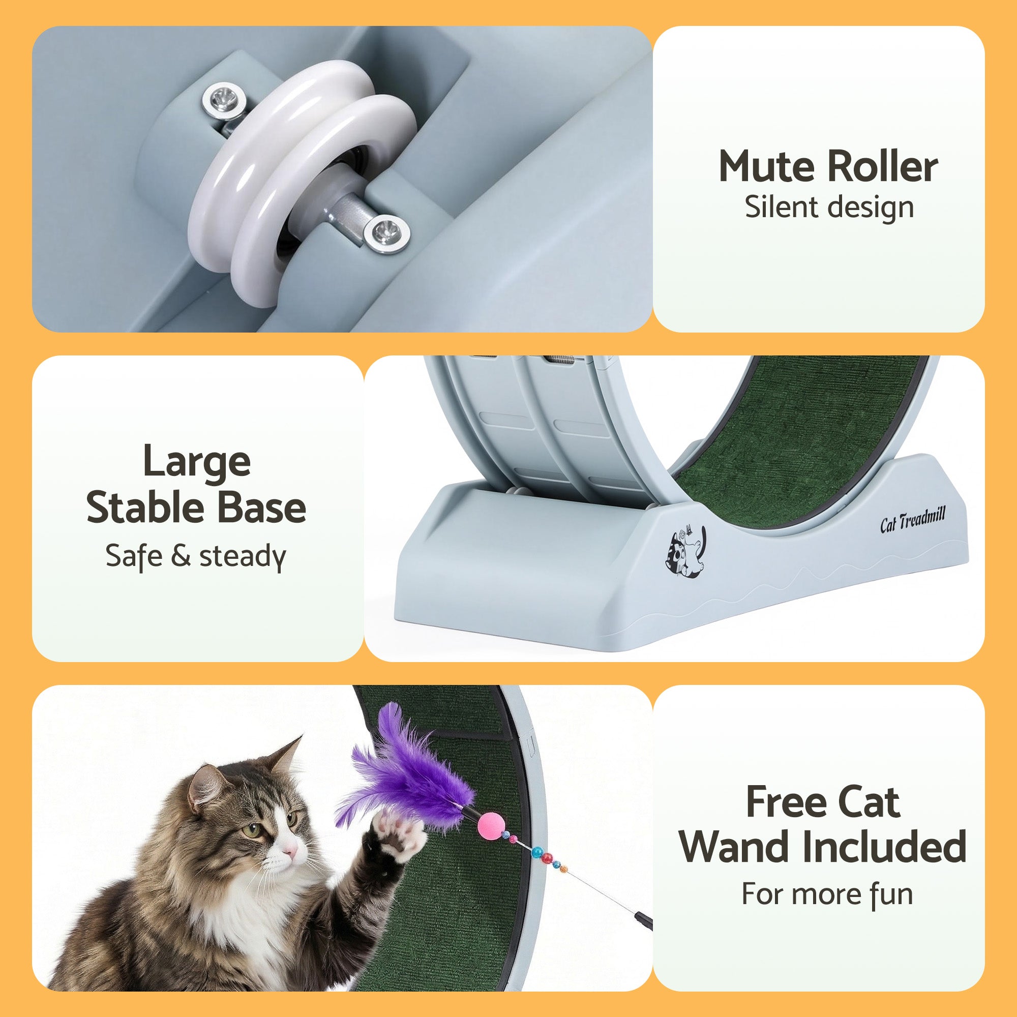 Cat Exercise Wheel Treadmill 80cm Indoor Silent Running Blue Green