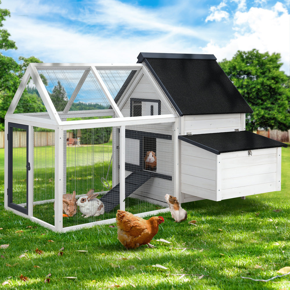 Large Chicken Coop & Rabbit Hutch 166x120x112cm Wooden Cage with Run