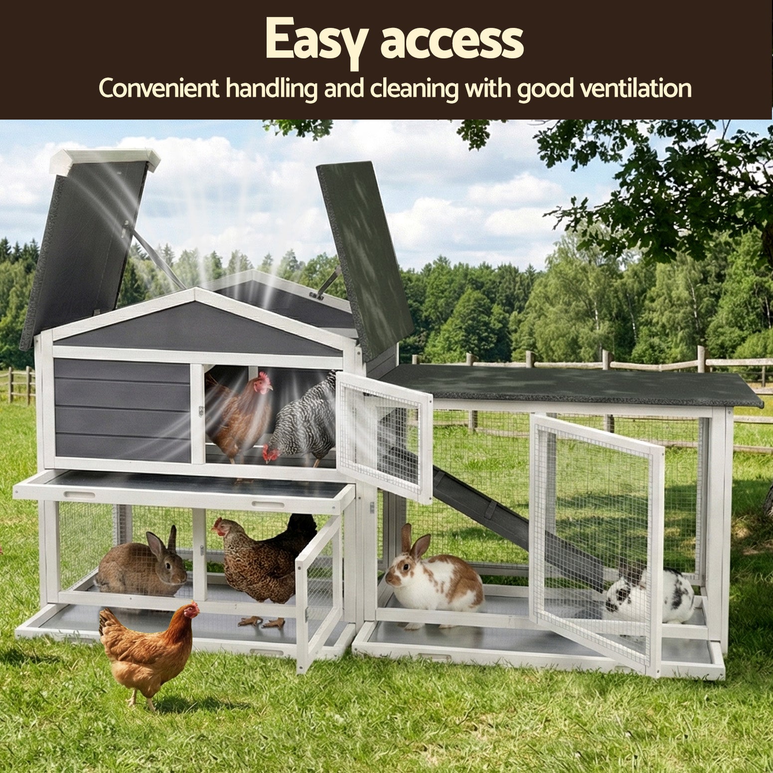 Versatile Extra Large Wooden Chicken Coop - Rabbit Hutch