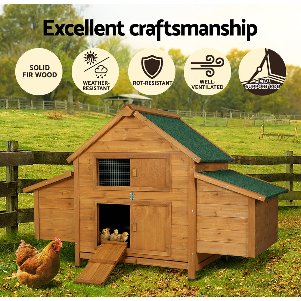 Chicken Coop Large Rabbit Hutch House Run Cage Wooden Outdoor Pet