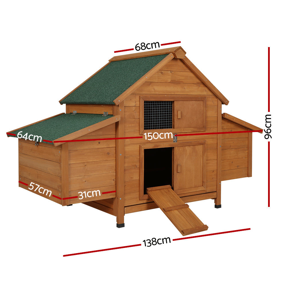 Large Wooden Chicken Coop Rabbit Hutch Cage House 150cm