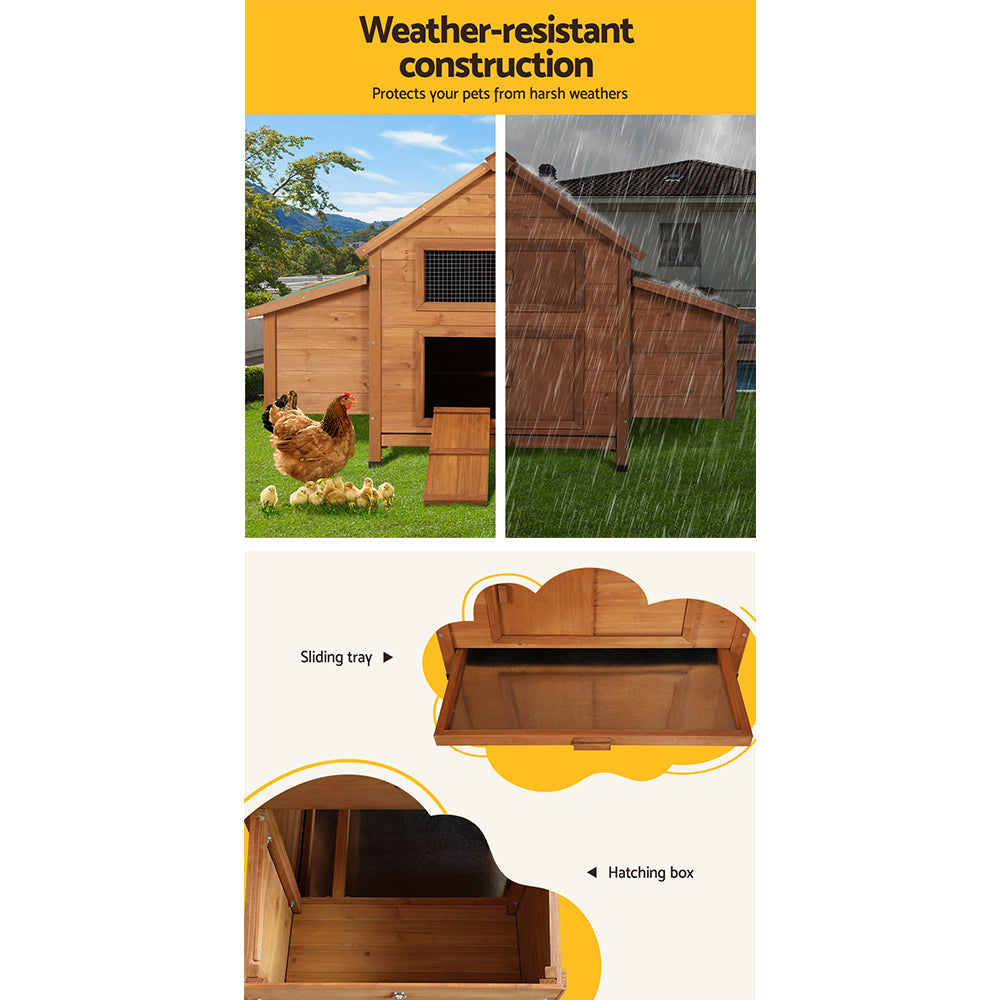 Large Wooden Chicken Coop Rabbit Hutch Cage House 150cm