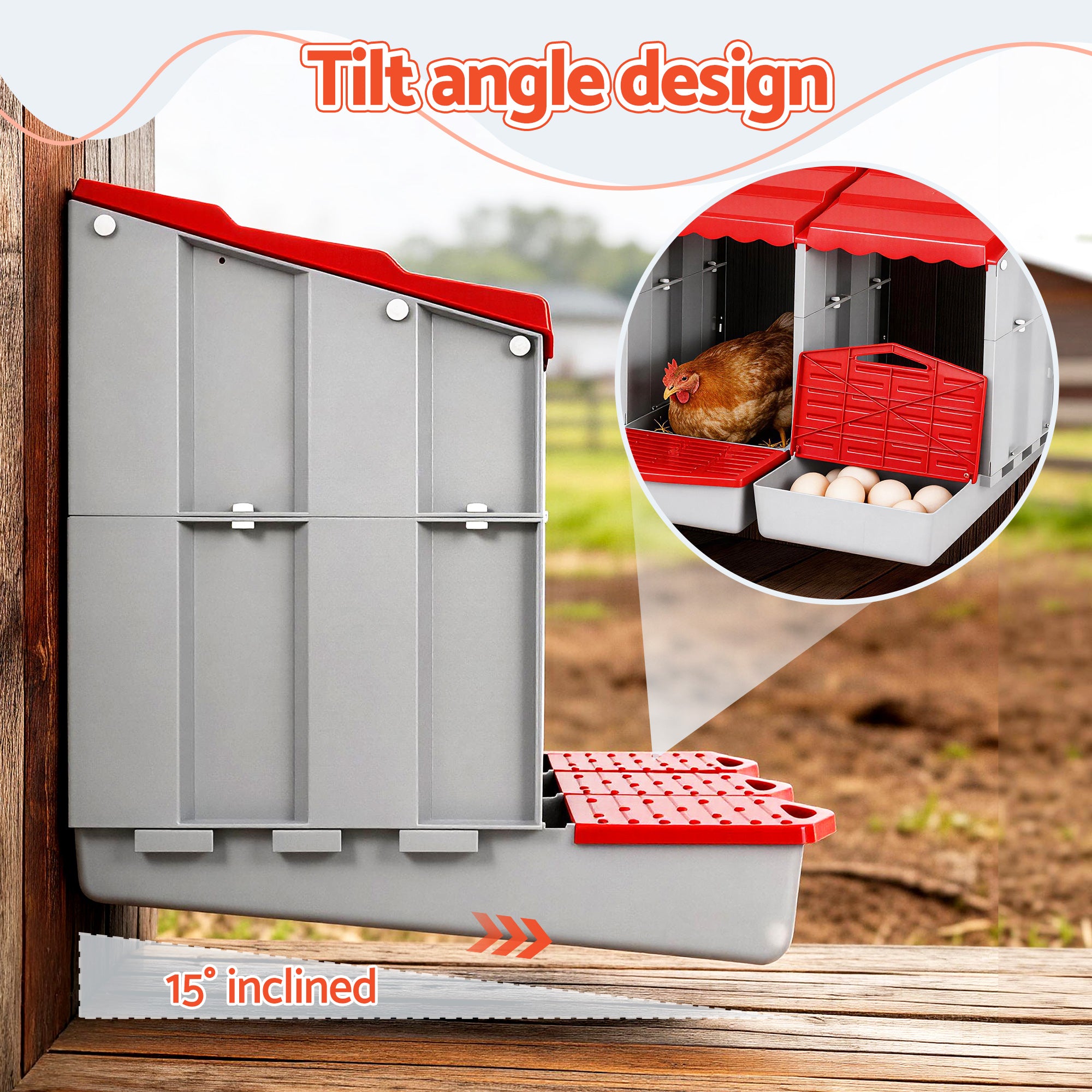 3 Hole Roll Away Chicken Nesting Box Auto Egg Collection Poultry Coop