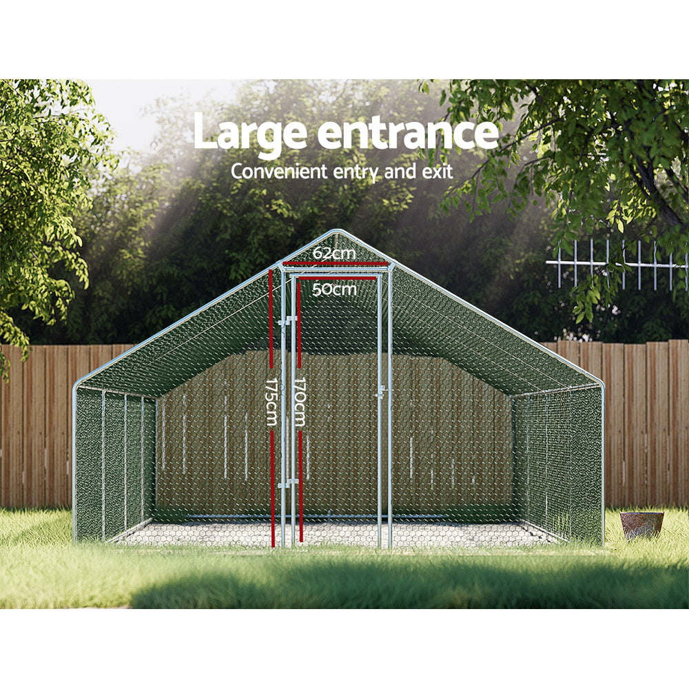 Chicken Coop Cage 3X8X2M Galvanised Steel