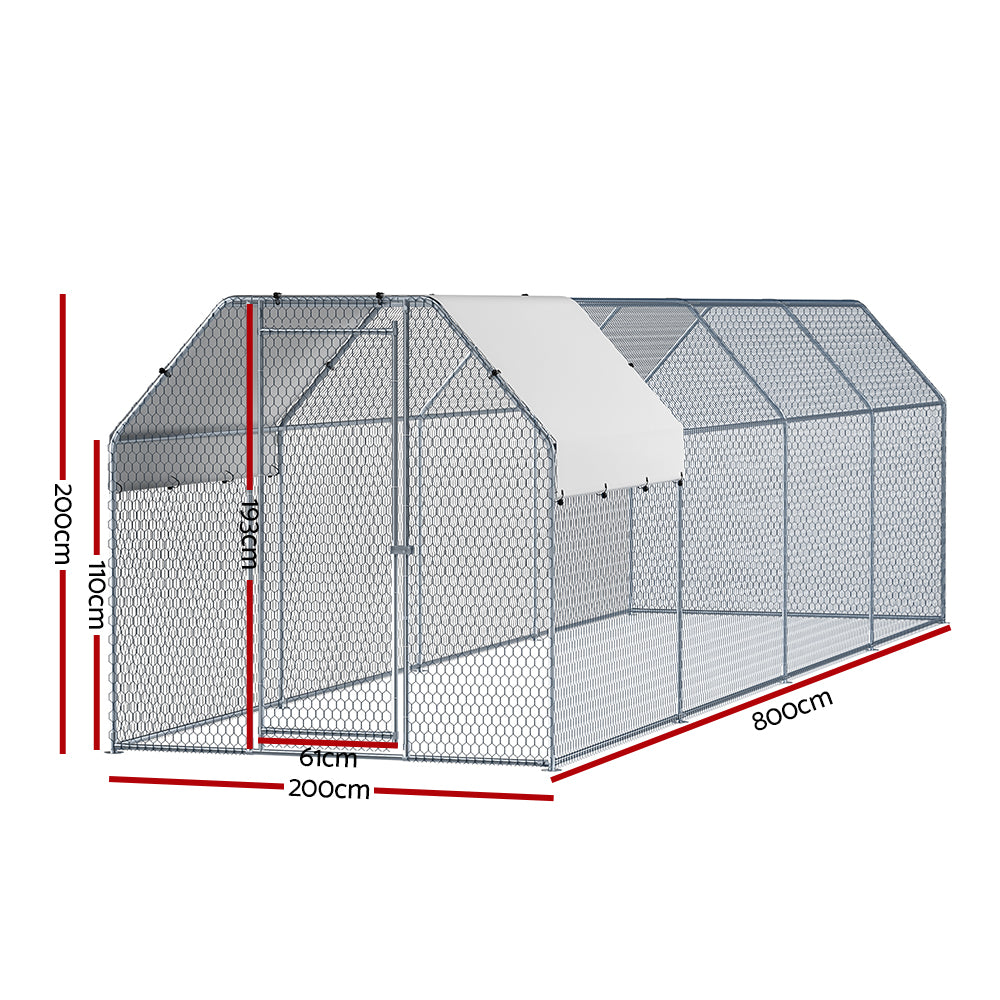 Chicken Coop Cage Run Rabbit Hutch Large Walk In Hen House Cover 2Mx8Mx2M