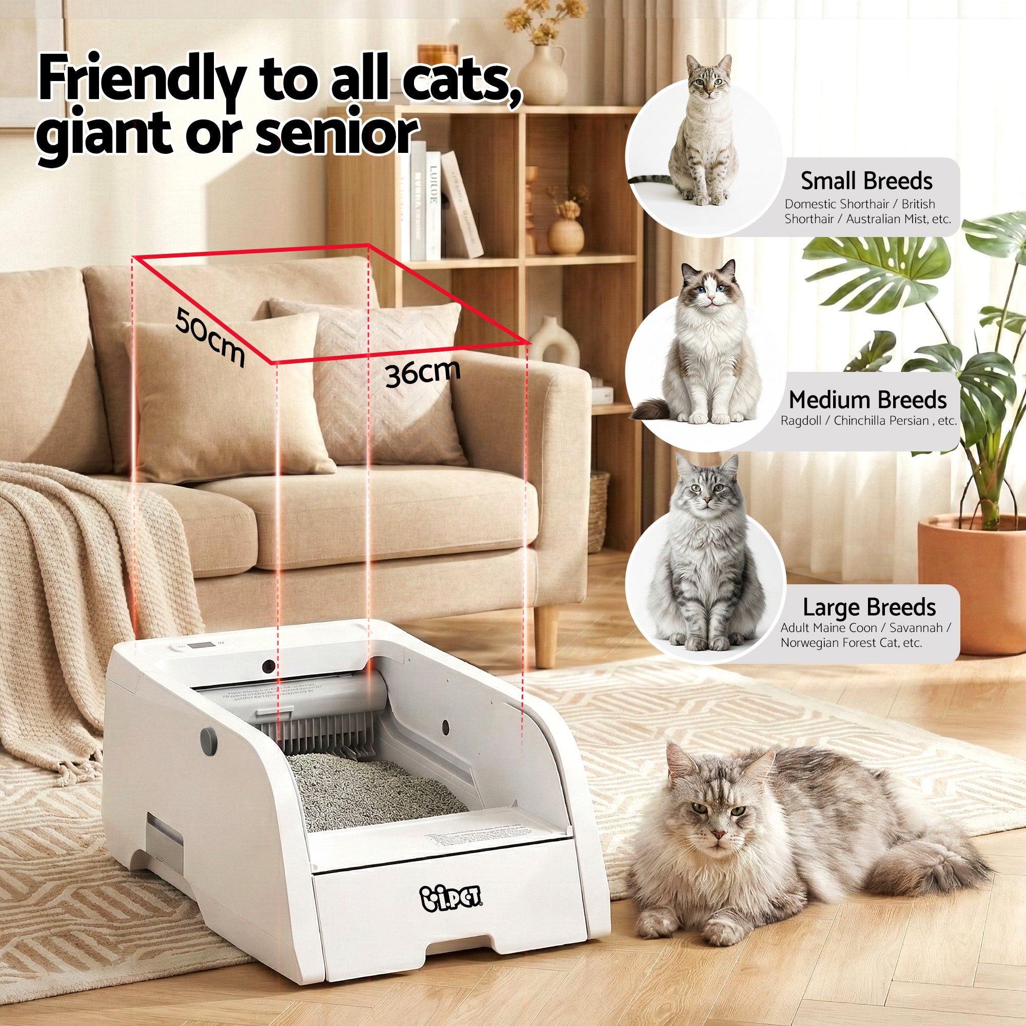Automatic Cat Litter Box Self-Cleaning Smart Toilet with App Control 5L