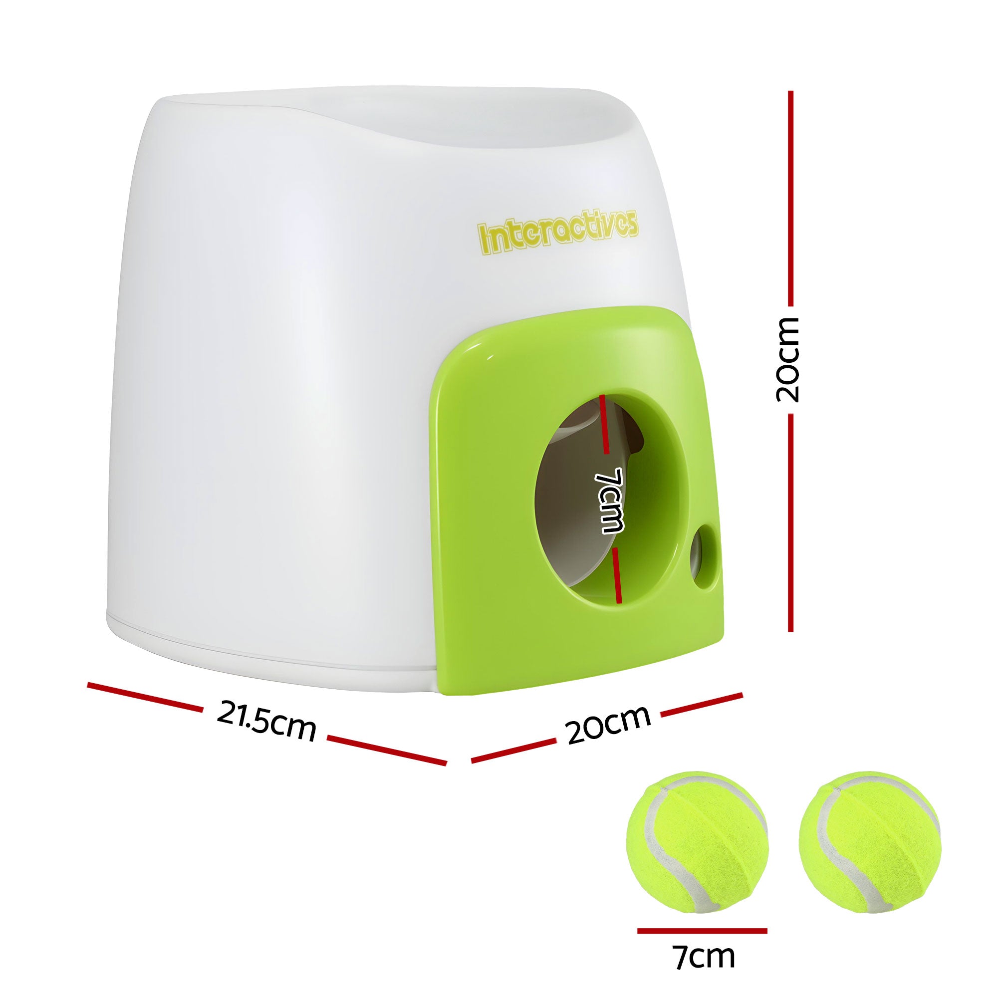 2-in-1 Dog Ball Launcher & Treat Dispenser with 2 Balls Green Toy