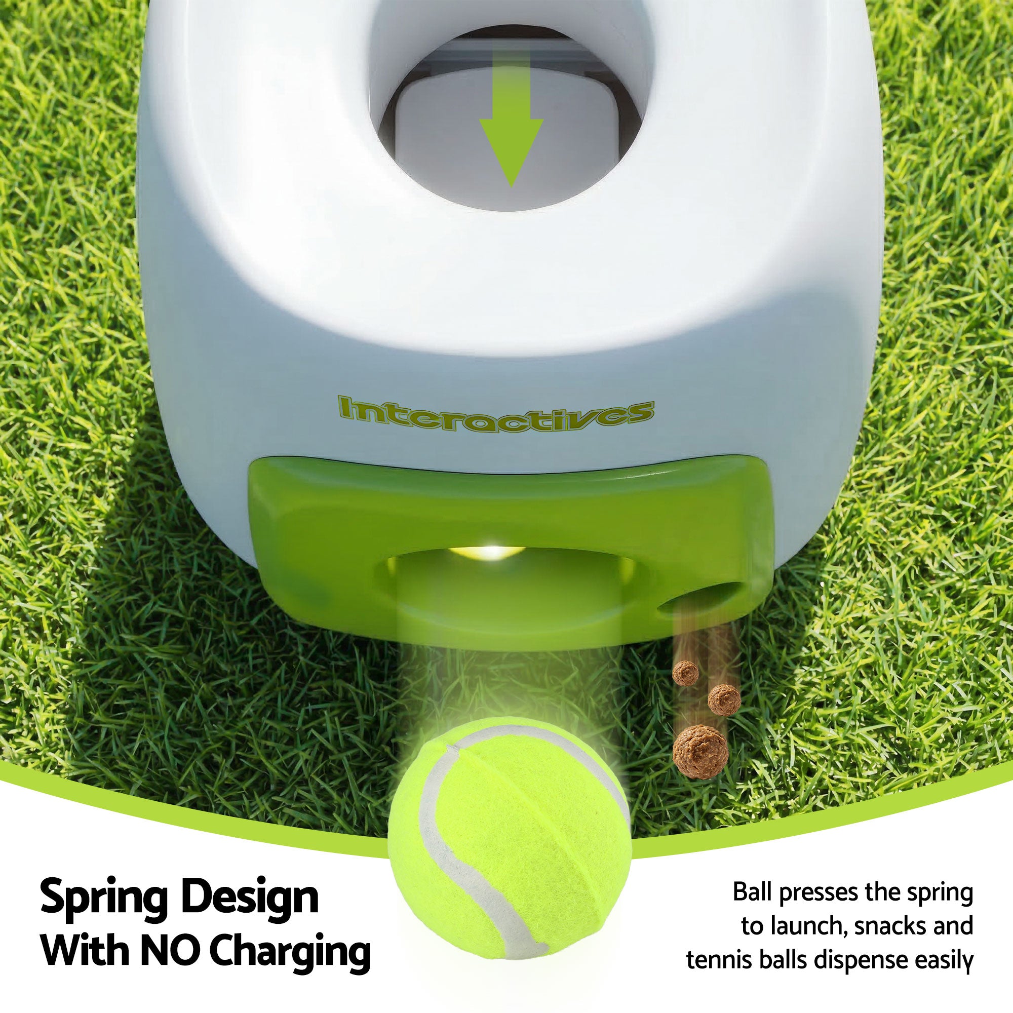 2-in-1 Dog Ball Launcher & Treat Dispenser with 2 Balls Green Toy
