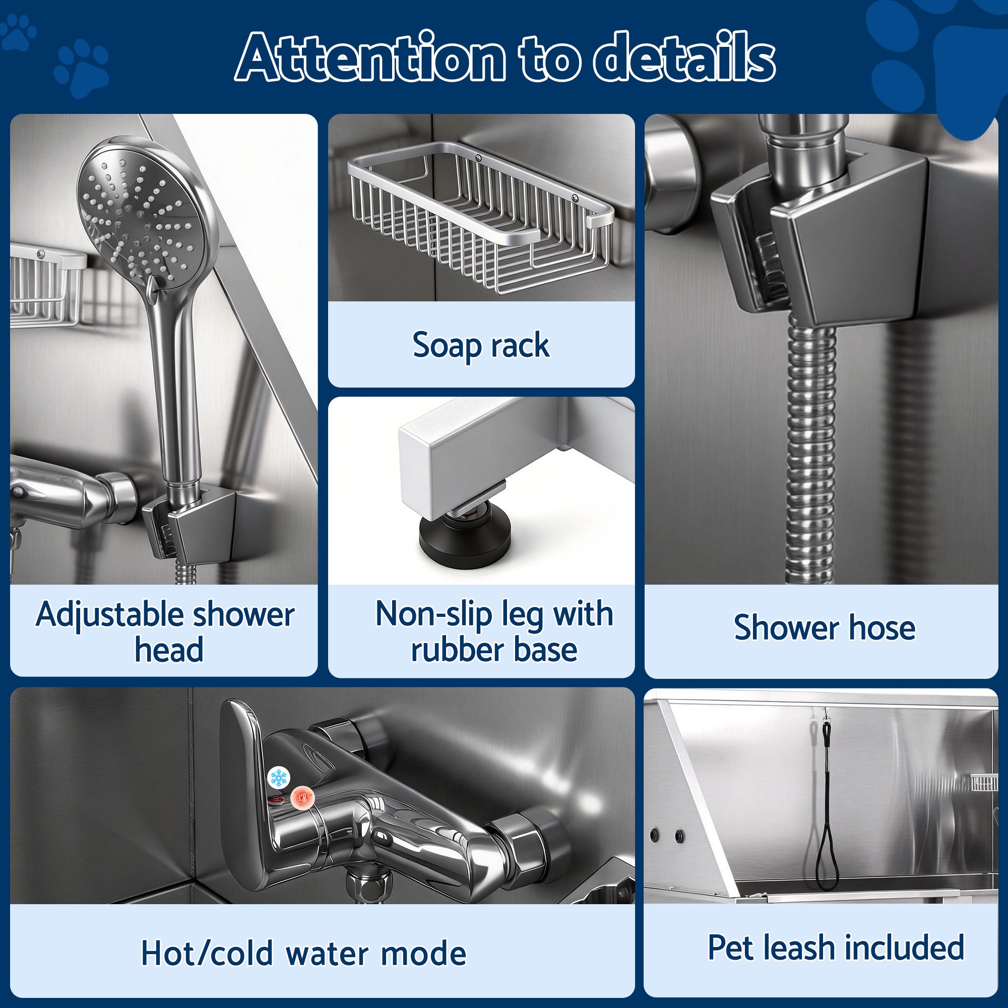 Dog Bath Tubs Stainless Steel Grooming Station 150kg Lift Adjustable