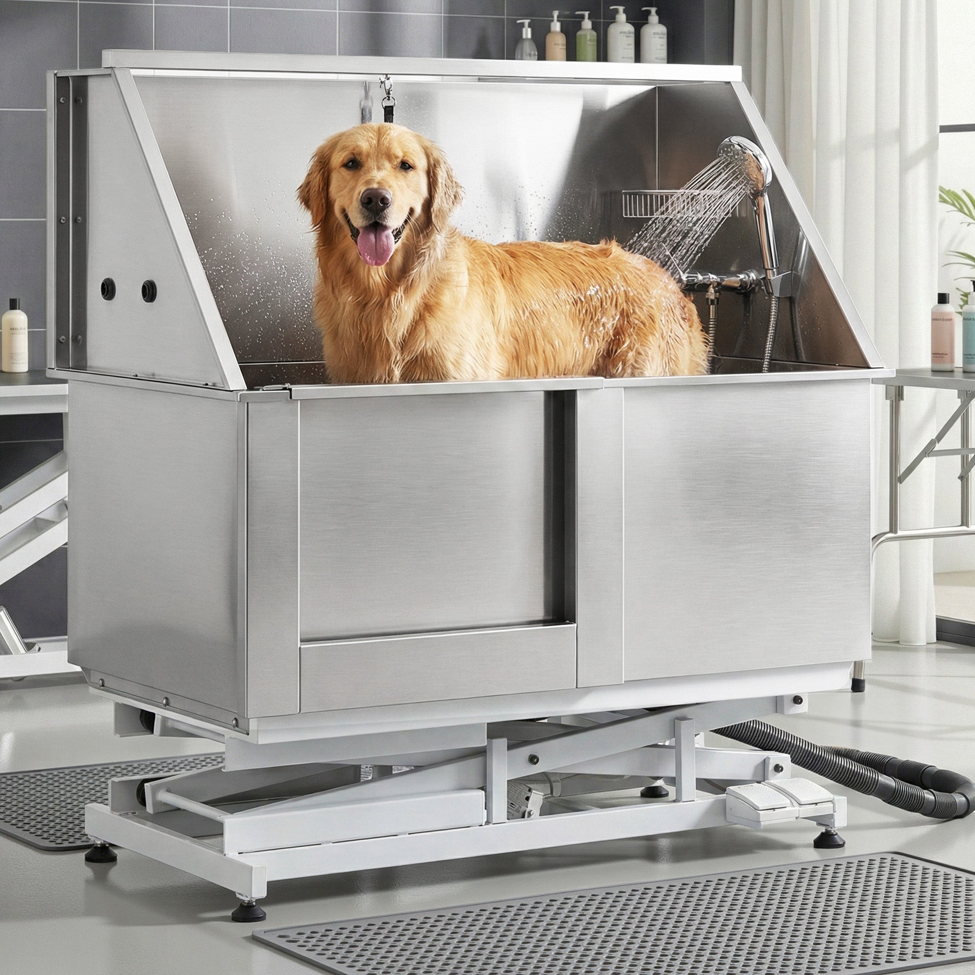 Dog Bath Tubs Stainless Steel Grooming Station 150kg Lift Adjustable
