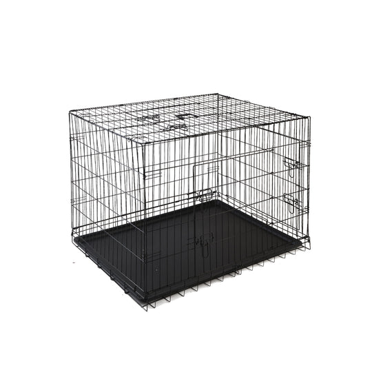 48" Dog Cage Crate Large Kennel 3 Doors - Pet Pet Black Pet