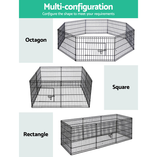 2X24" 8 Panel Dog Playpen Pet Fence Exercise Cage Enclosure Play Pen - Dog Playpens & Gates