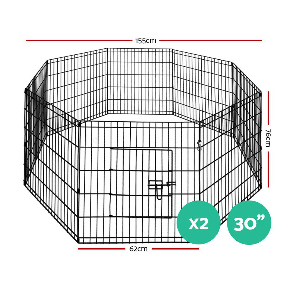 Dog Playpen 30" 8 Panel Pet Fence Exercise Enclosure Indoor Outdoor Cage