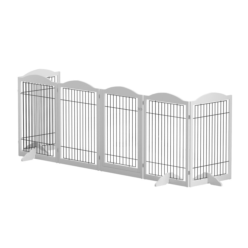 Dog Playpen Enclosure 6 Panel Pet Fence Wooden | Wooden finish