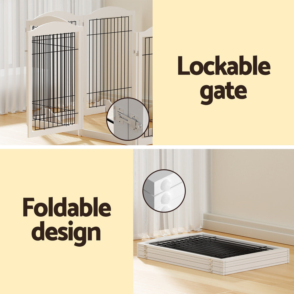 Dog Playpens & Gates - Dog Playpen Enclosure 6 Panel Pet Fence Wooden
