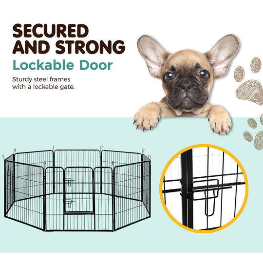 i.Pet 8 Panel Pet Dog Playpen Puppy Exercise Cage Enclosure