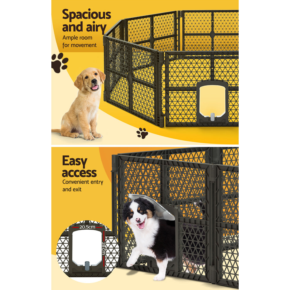 8 Panel Dog Playpen Plastic Pet Fence Enclosure Indoor Outdoor