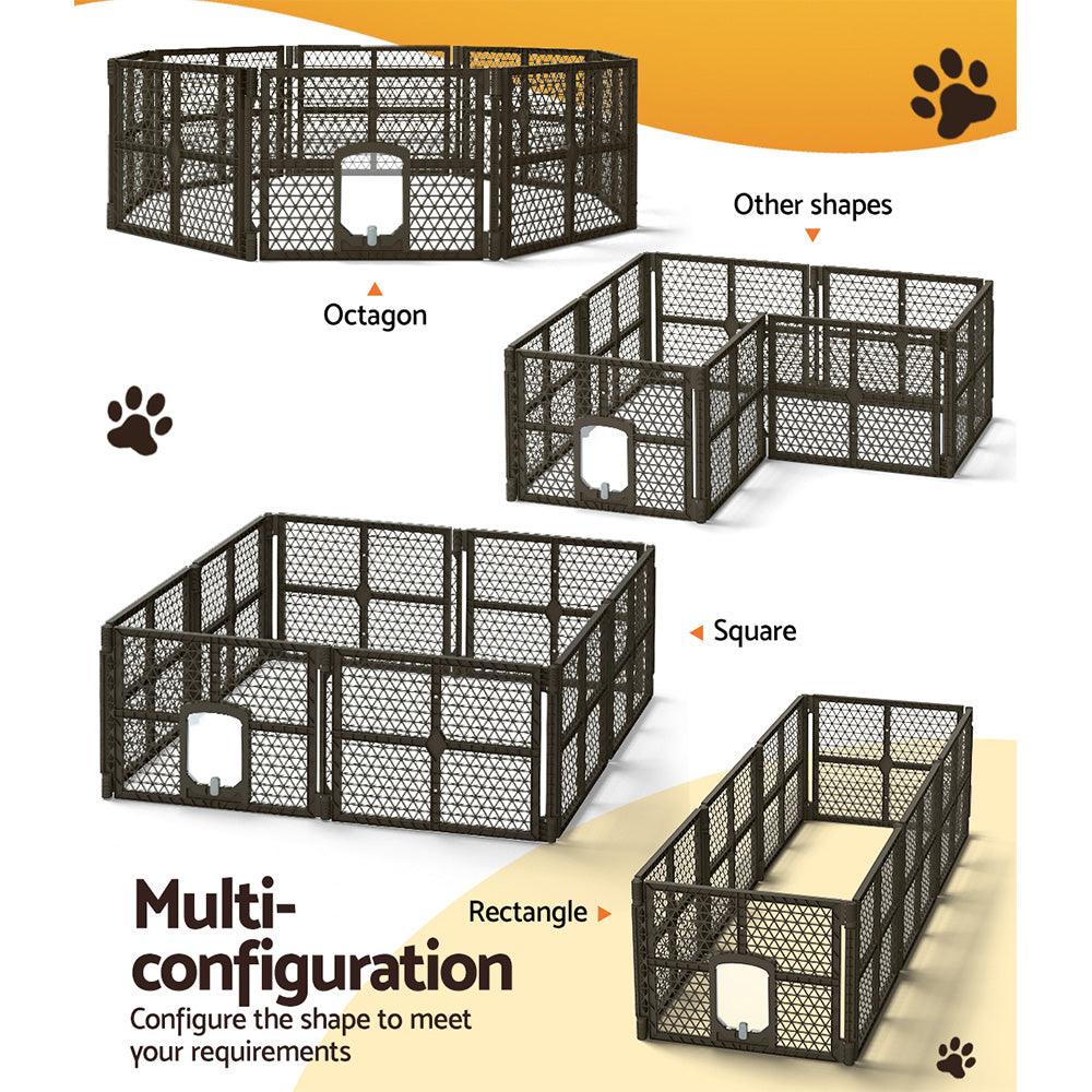 8 Panel Dog Playpen Plastic Pet Fence Enclosure Indoor Outdoor