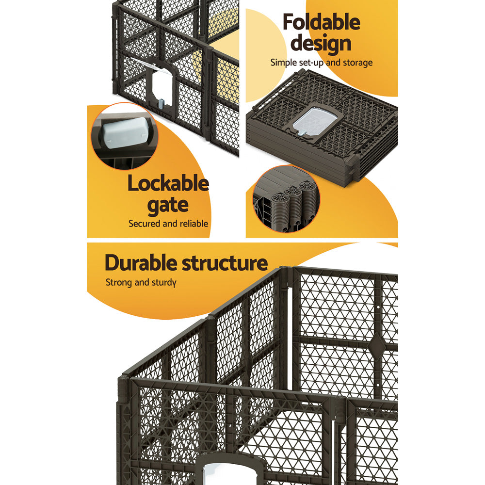 8 Panel Dog Playpen Plastic Pet Fence Enclosure Indoor Outdoor
