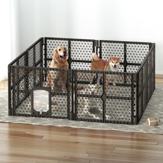 Plastic finish - 8 Panel Dog Playpen Plastic Pet Fence Enclosure Indoor Outdoor