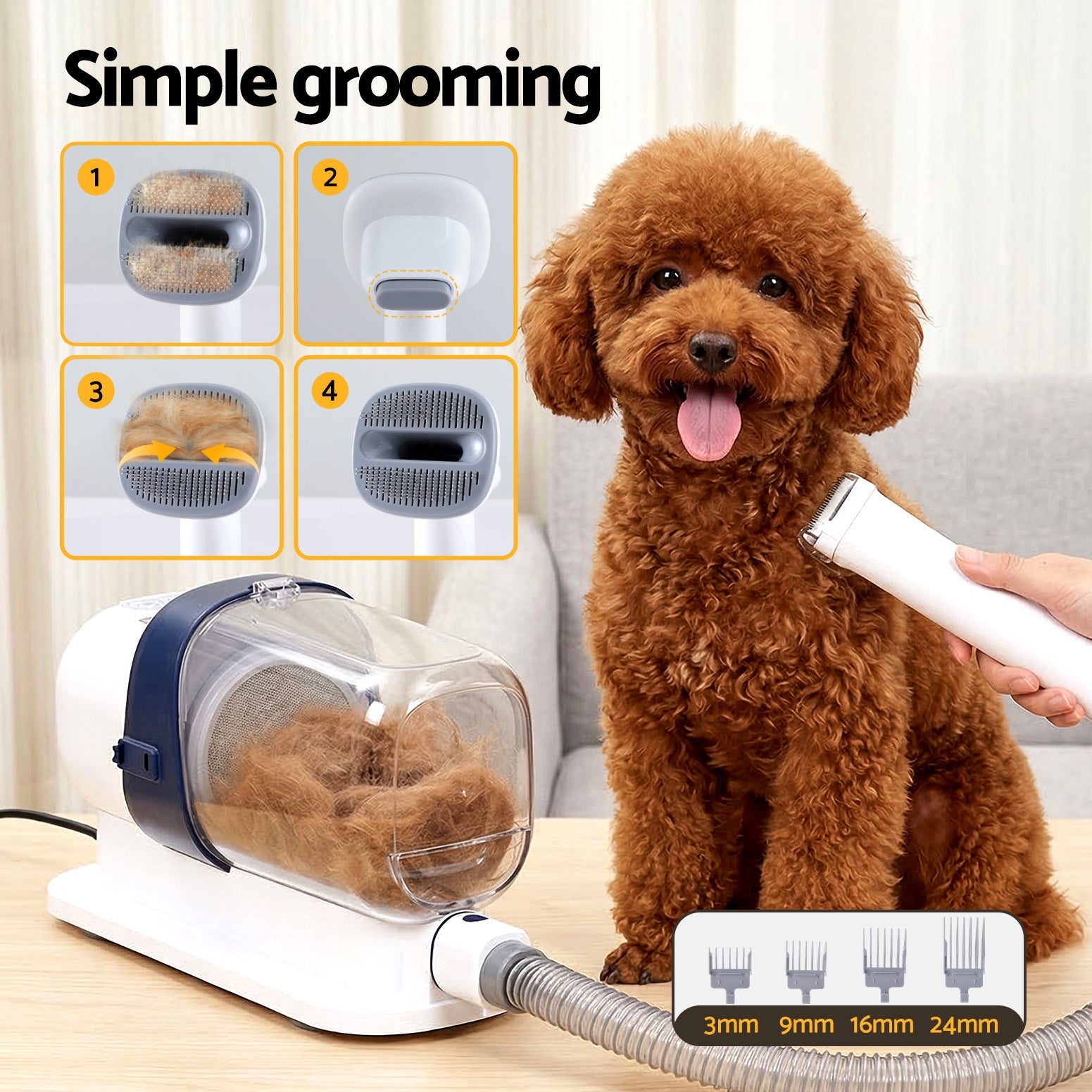 Pet Grooming Kit Vacuum Dog Cat Hair Dryer Remover Clipper Brushes Cleaning | Pet Grooming Supplies