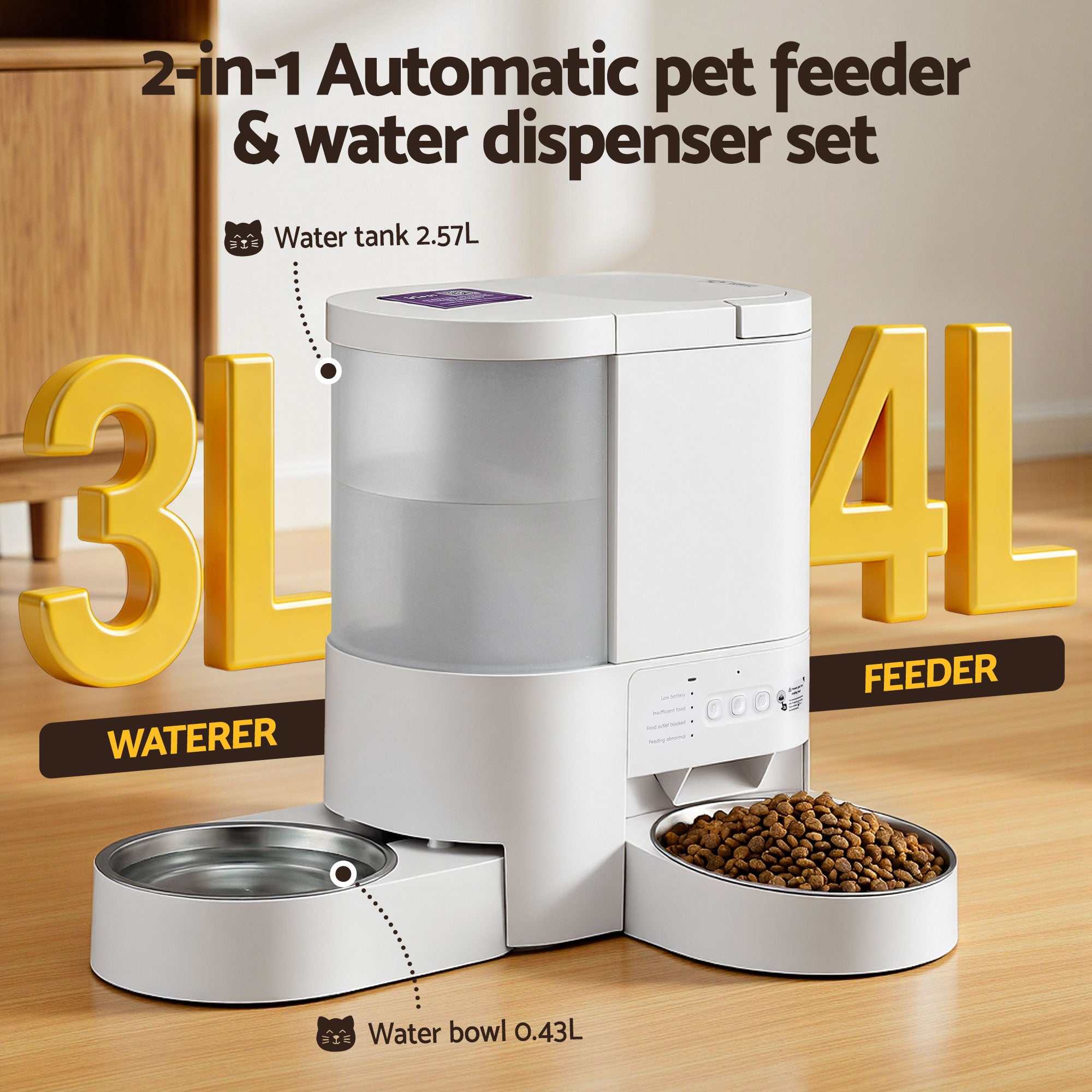 Automatic Pet Feeder Water Dispenser 4L WiFi | Simpledeals