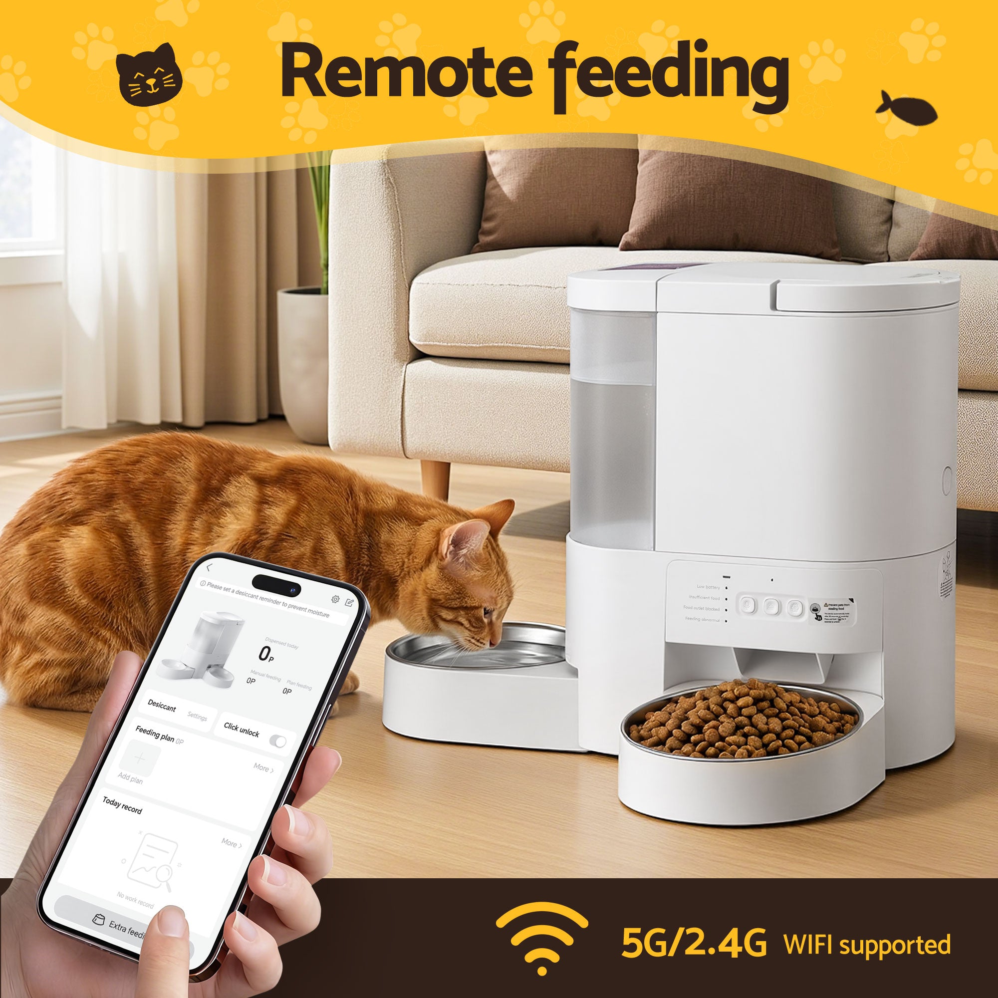Automatic Pet Feeder Water Dispenser 4L WiFi | Simpledeals