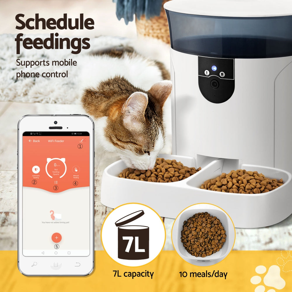 Dog Bowls, Feeders & Waterers - Automatic Pet Feeder Dog Cat Camera Wifi Smart Food Dispenser Timer