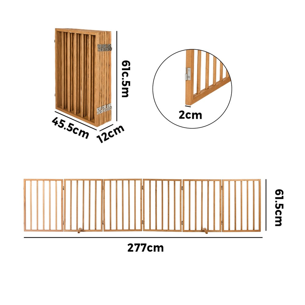 Wooden Pet Gate Dog Fence Playpen Barrier 12 Panels Natural