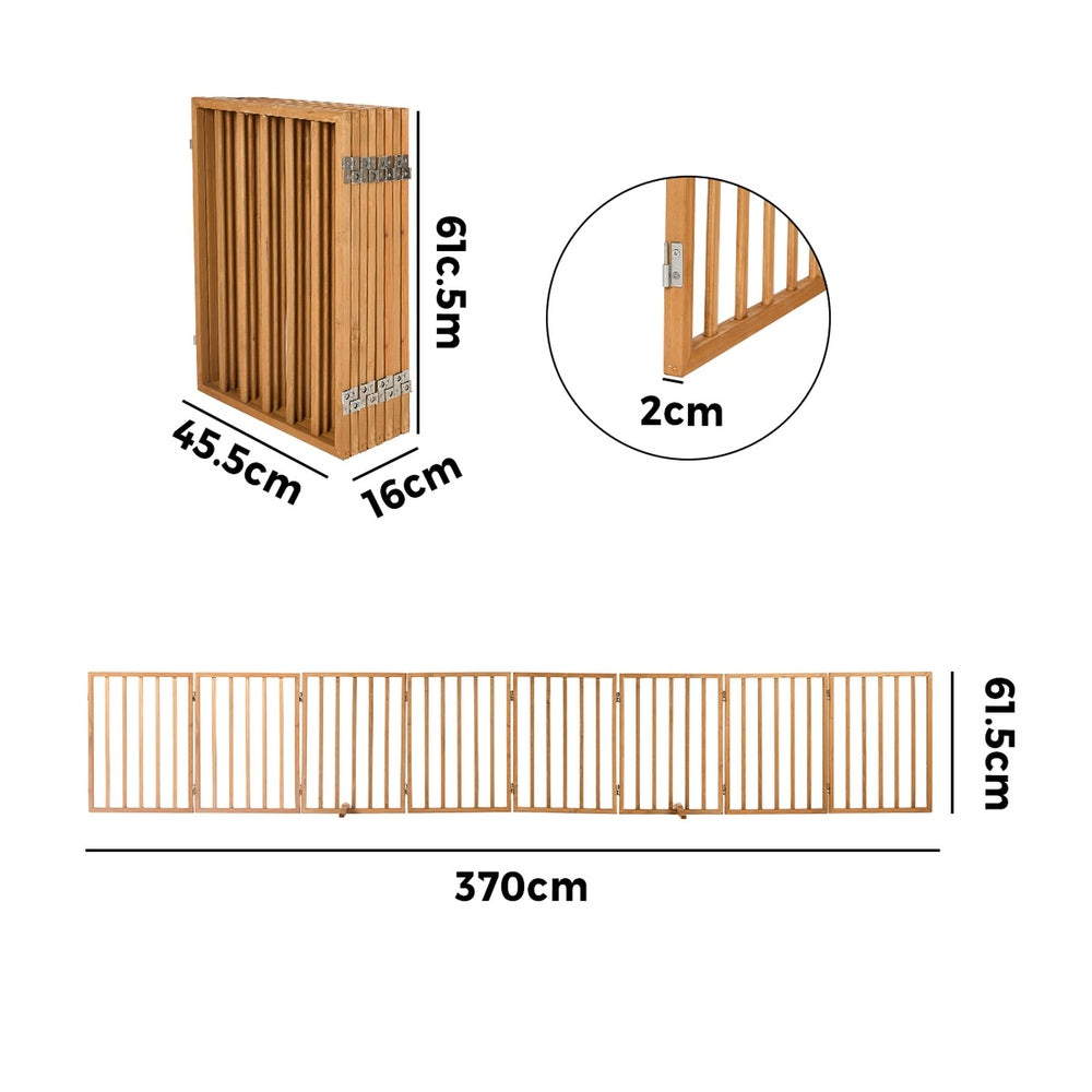 Wooden Pet Gate Dog Fence Playpen Barrier 16 Panels Natural