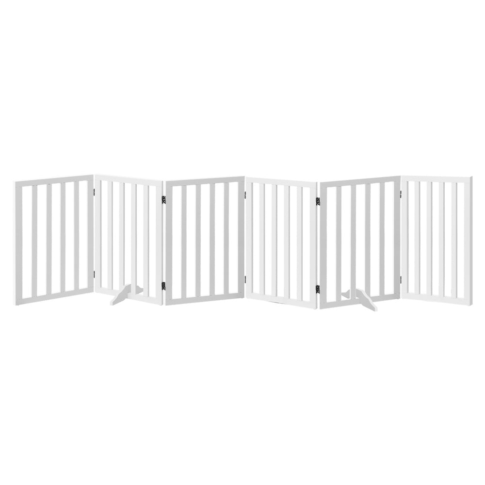 Wooden Pet Gate Dog Fence 6 Panels 80cm Grey