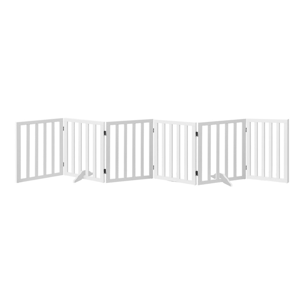 Wooden Pet Gate Dog Fence Safety Stair Barrier Security Door 6 Panels